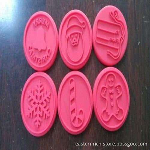 Silicone cookie stamper, 30 kinds of design, wooden handle, Ø7.5 x 10cm